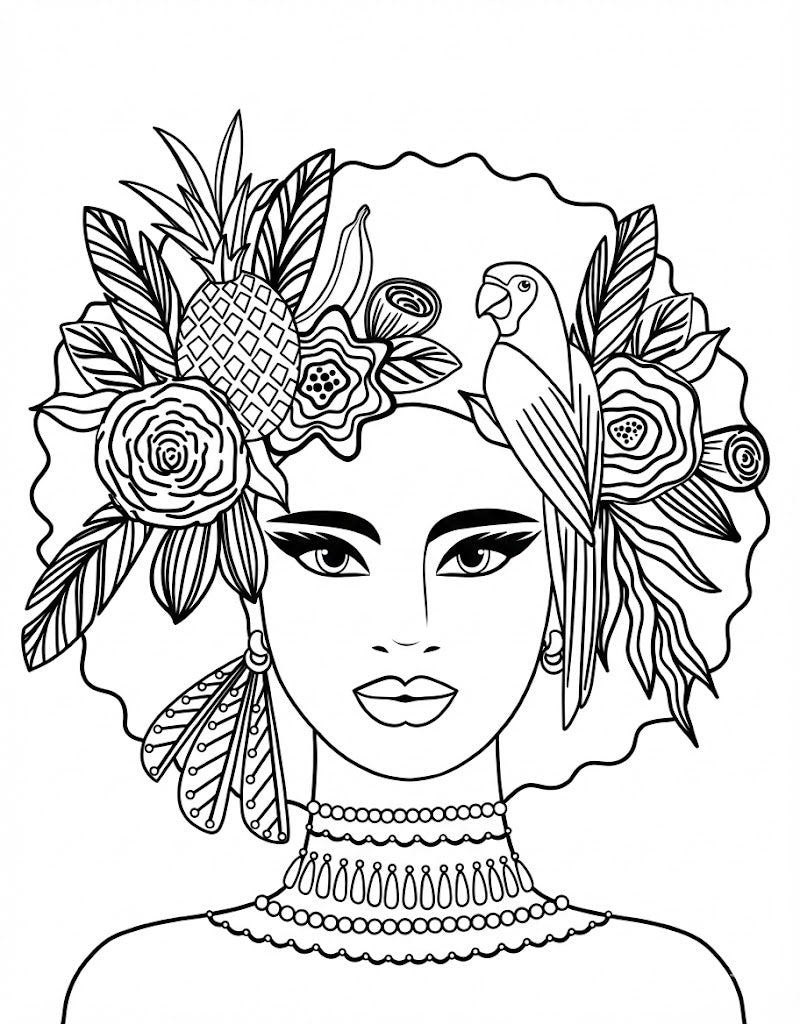 Harvest Crown Portrait Line Art Matte Canvas Print — Stretched 1.25"