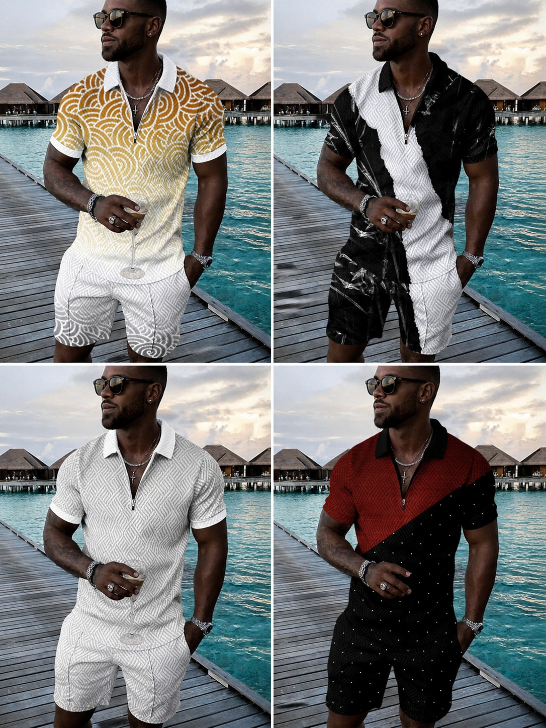 Men's Casual Two-Piece Shirt & Shorts Set