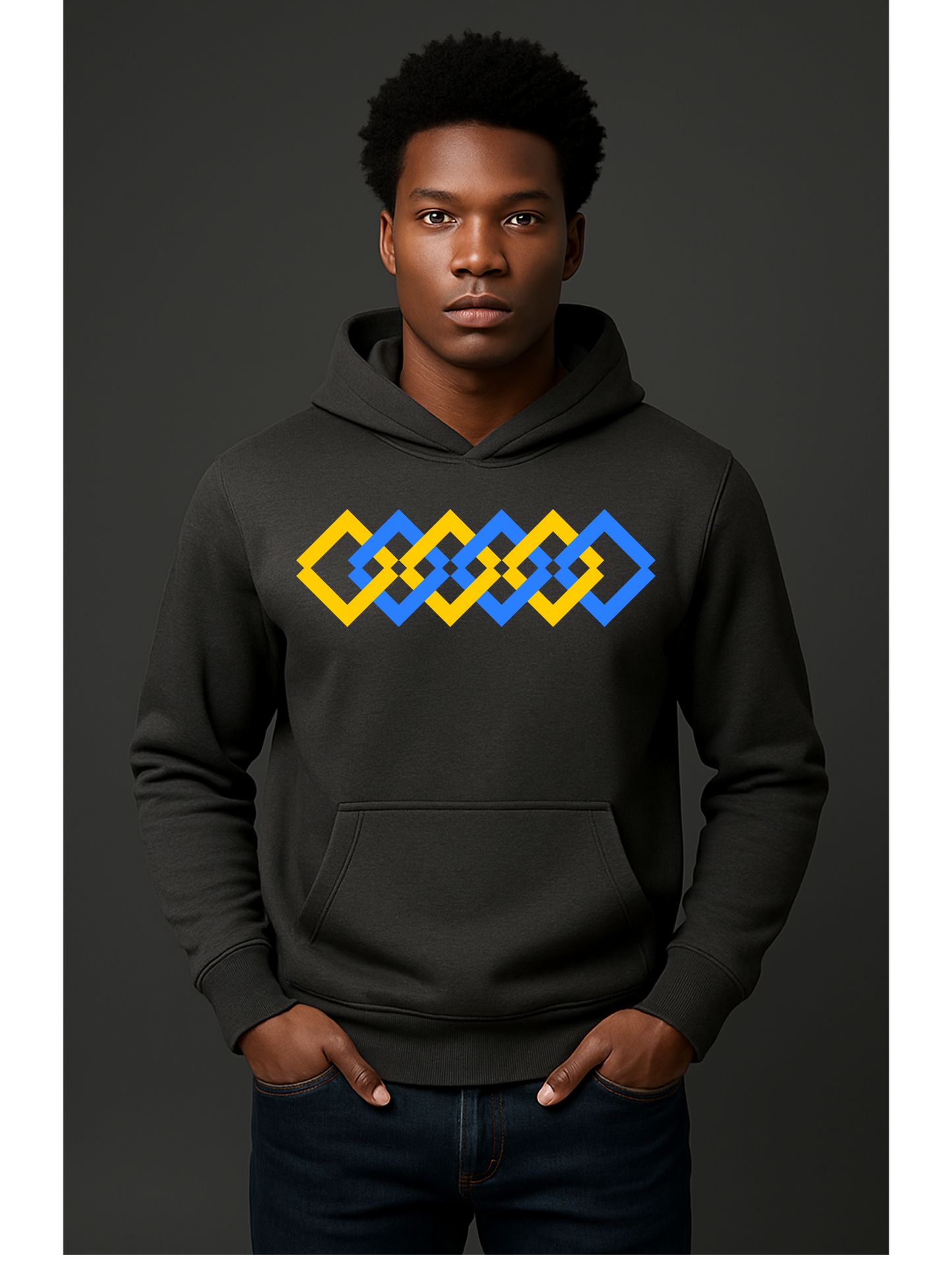 The Adidas Fleece Unisex Hoodie with Tribal Print & African Logo