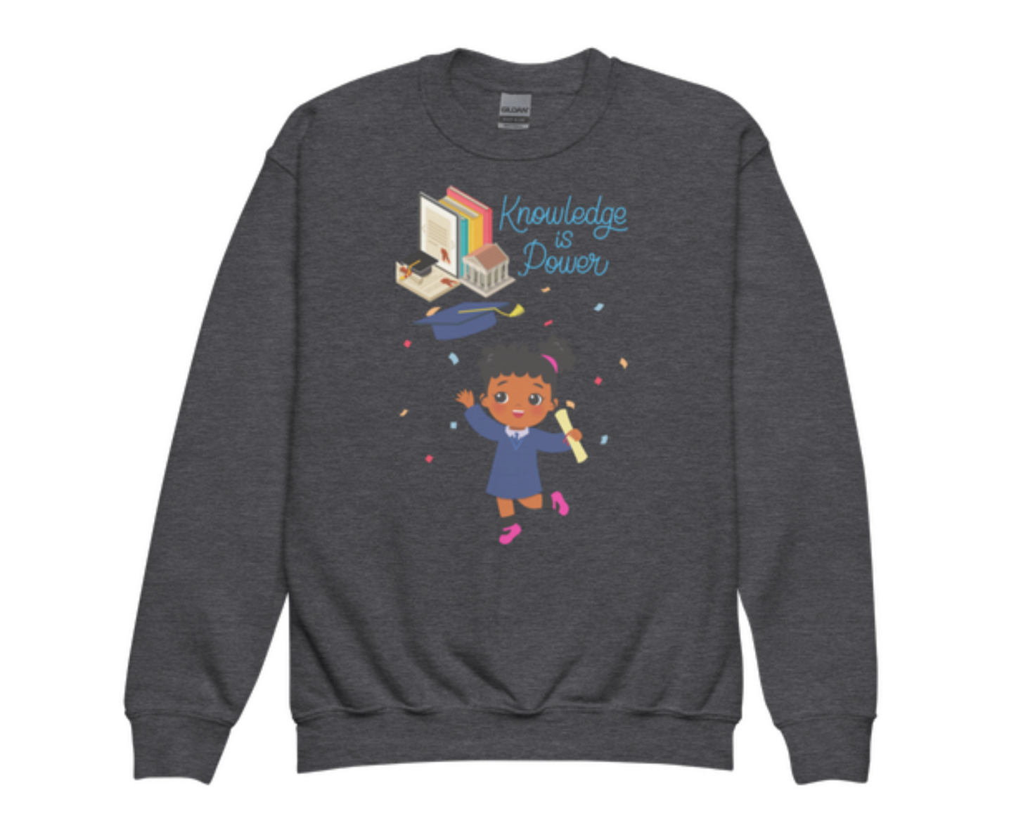 Knowledge Is Power Aim Higher Crewneck Sweater for Girls