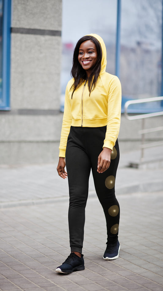 Nubian Luxe Joggers – Black & Gold for Women