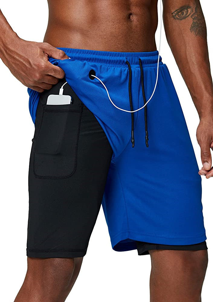 Men's 2-in-1 Gym Compression Liner & Phone Pocket Shorts |