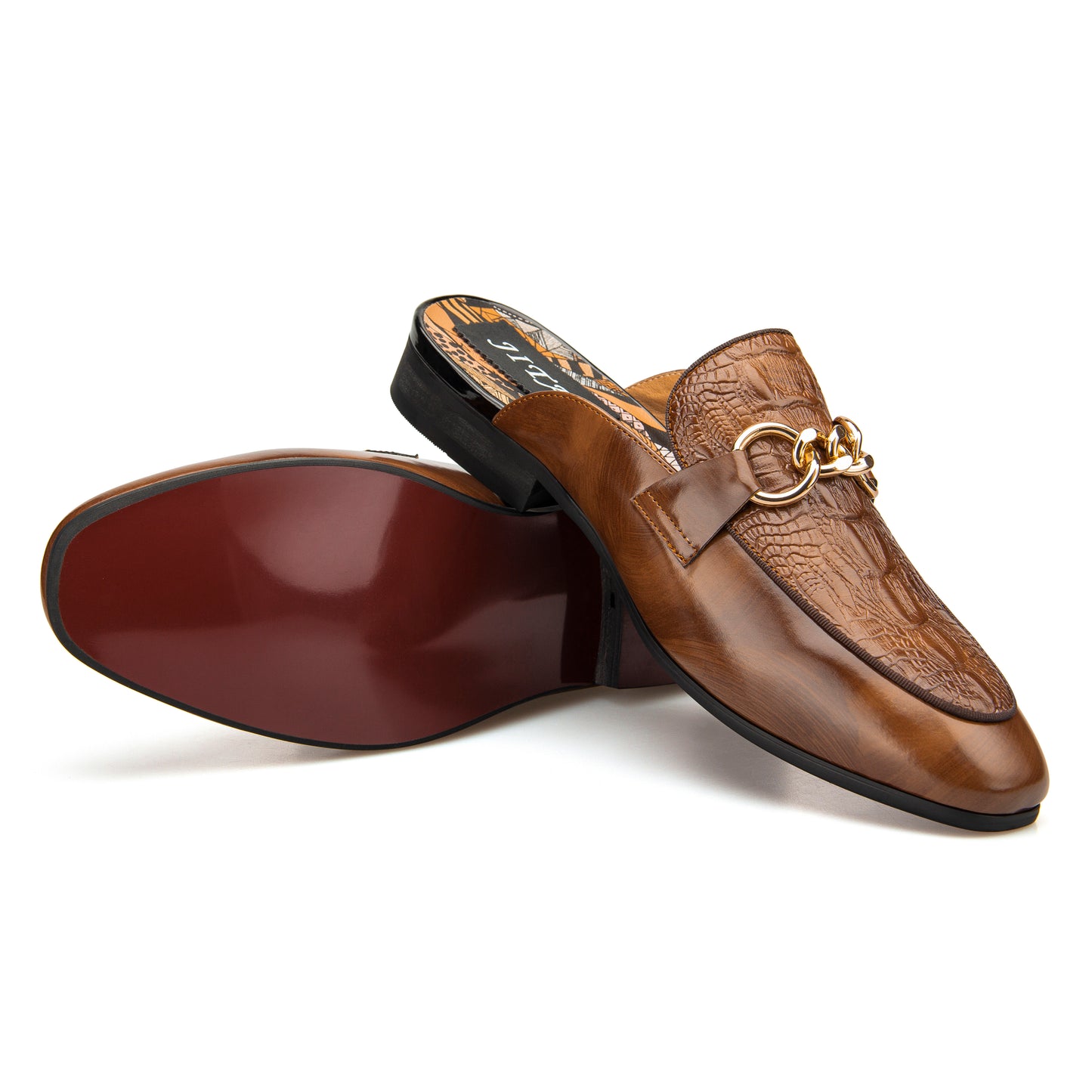 Men's Leather Backless Slip-On Shoes