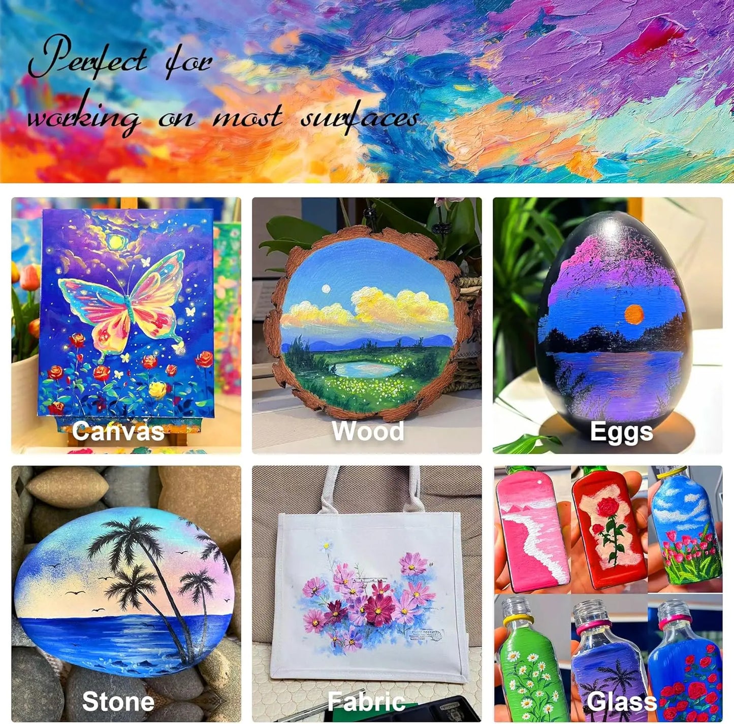 Acrylic Paint Set 56 pcs,Painting Supplies with 24 Acrylic Paint,16