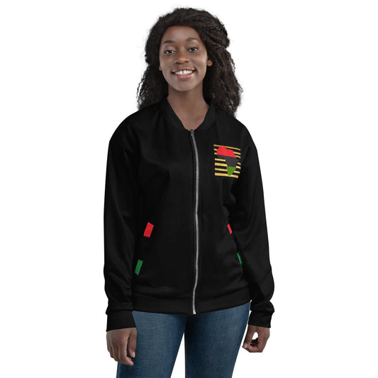 Pan-African Pride Unisex Bomber Jacket – Gold Africa Edition with RBG Trim