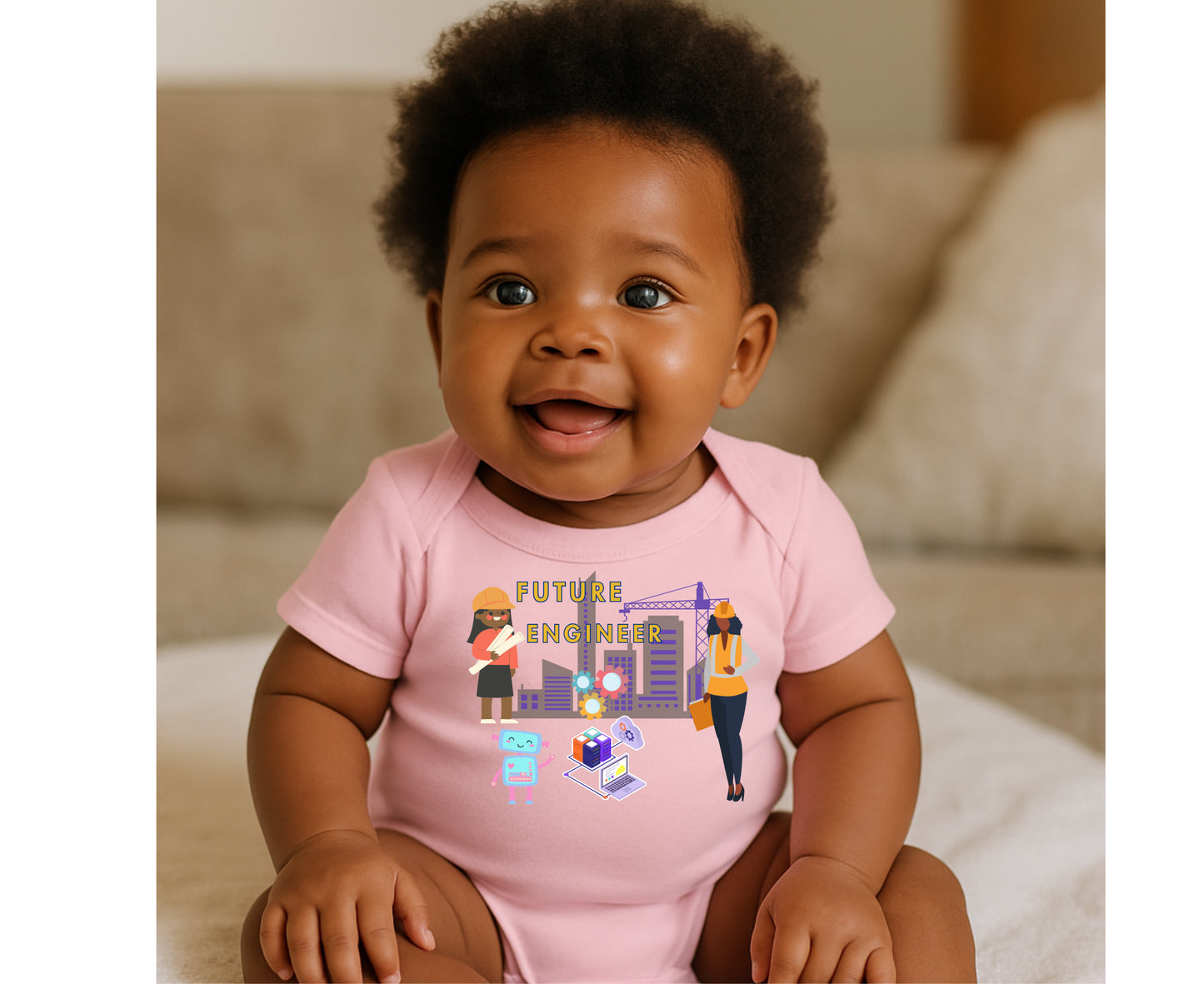 Future Engineer Baby Short Sleeve Onesie for Girls