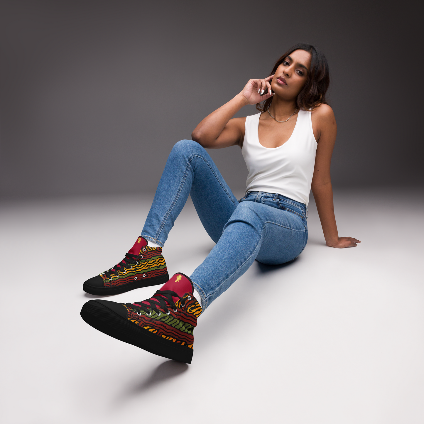 Afrocentric High-Top Canvas Shoes for Women