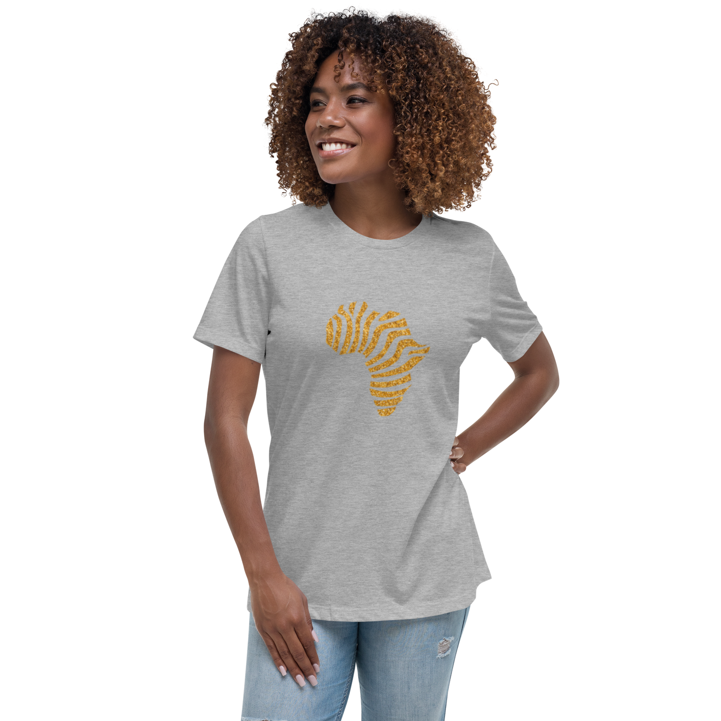 Gold Stripe Africa Tee for Women