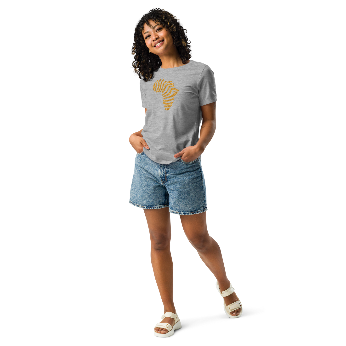 Gold Stripe Africa Tee for Women
