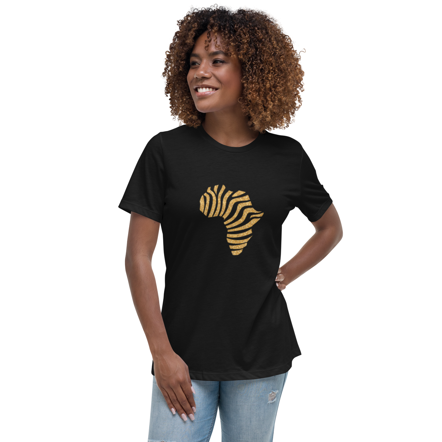 Gold Stripe Africa Tee for Women
