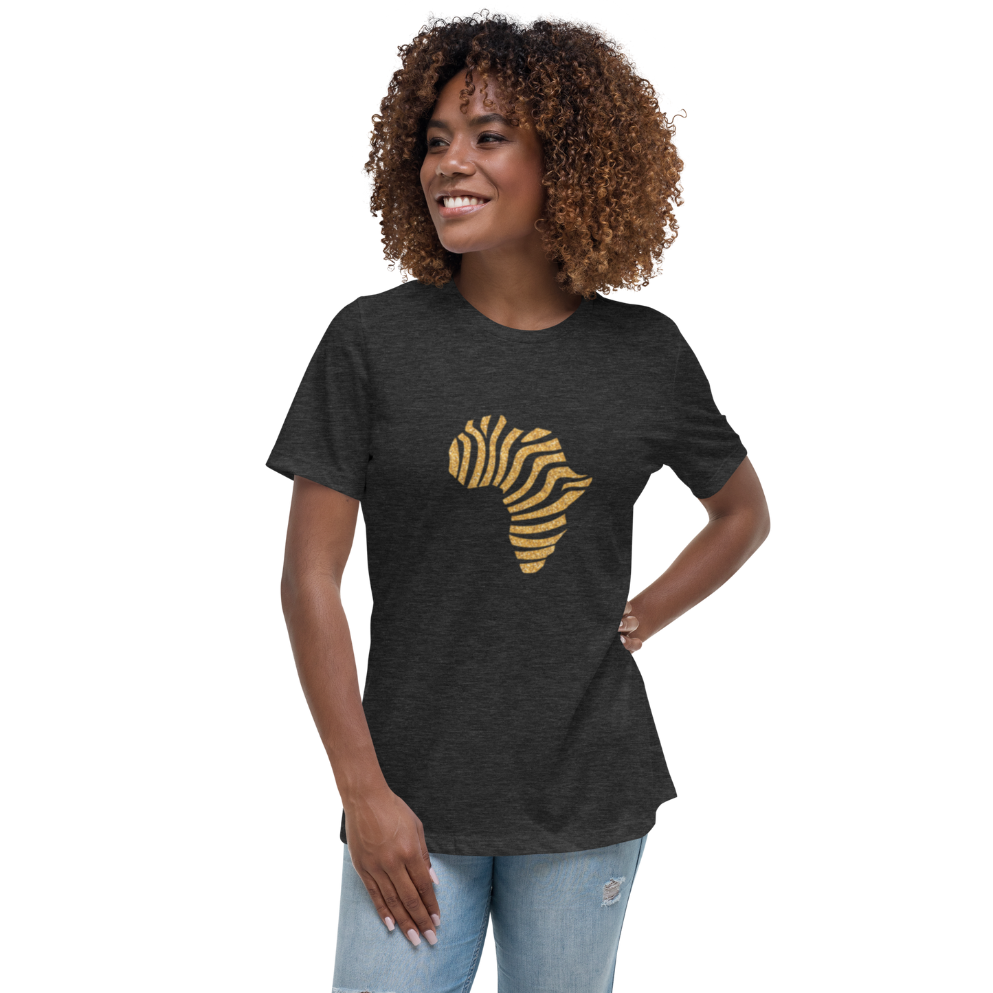Gold Stripe Africa Tee for Women