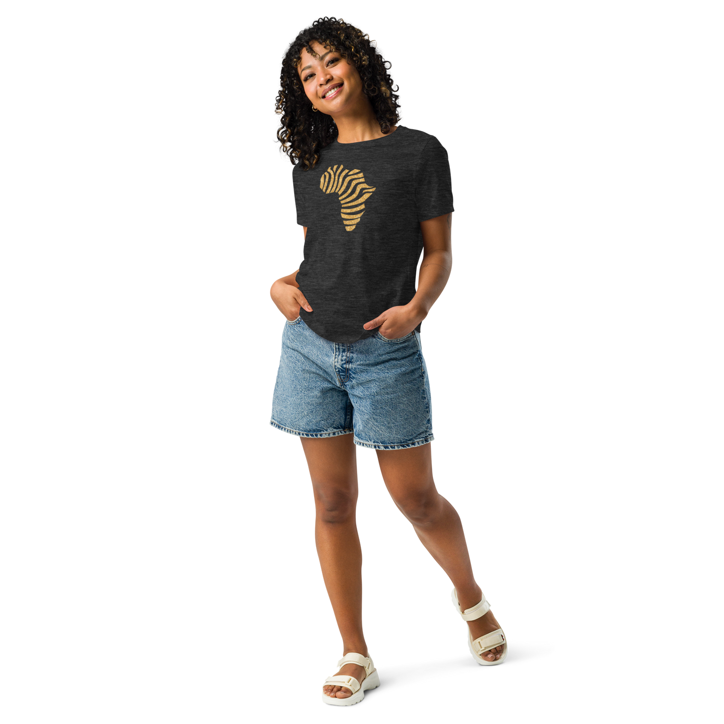 Gold Stripe Africa Tee for Women
