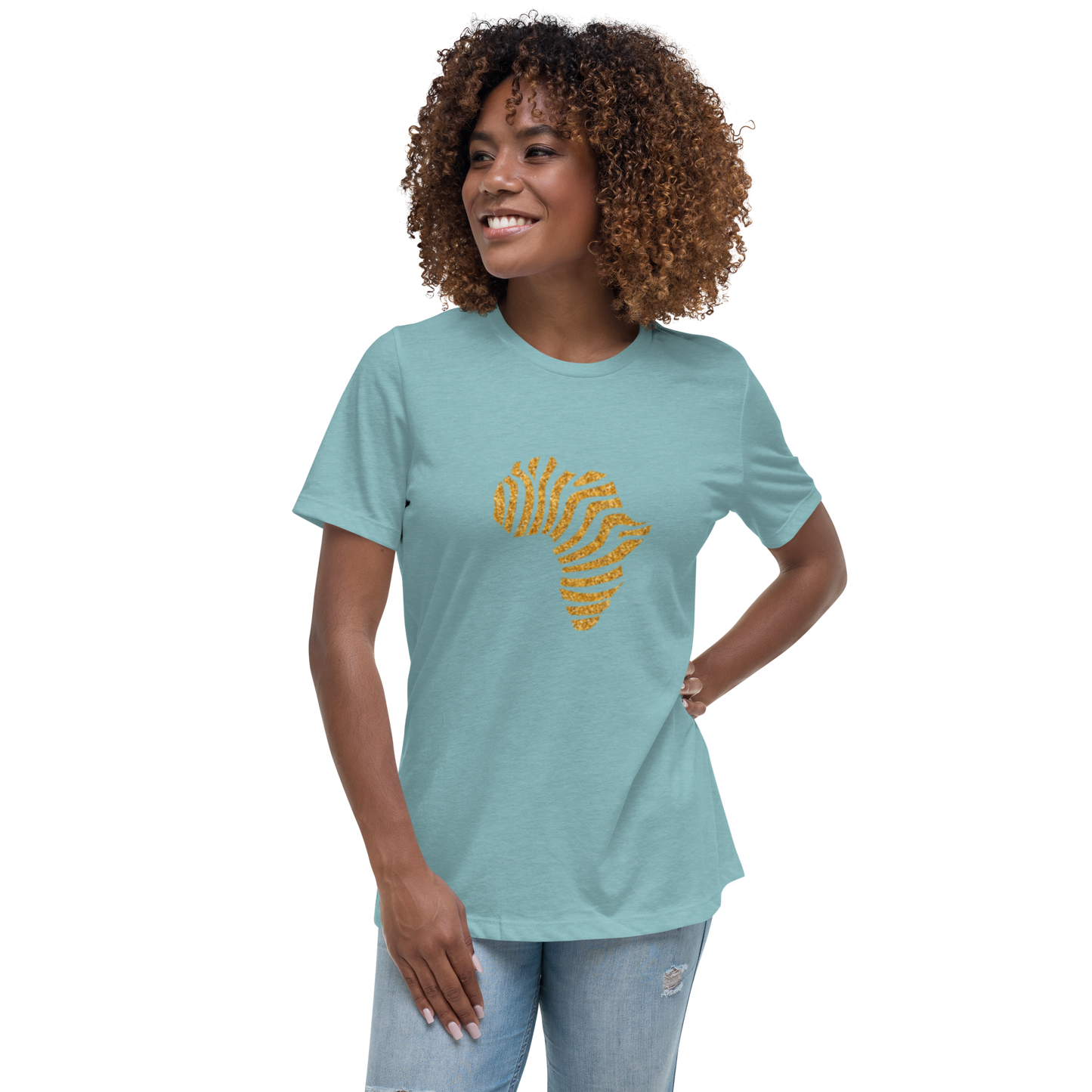 Gold Stripe Africa Tee for Women