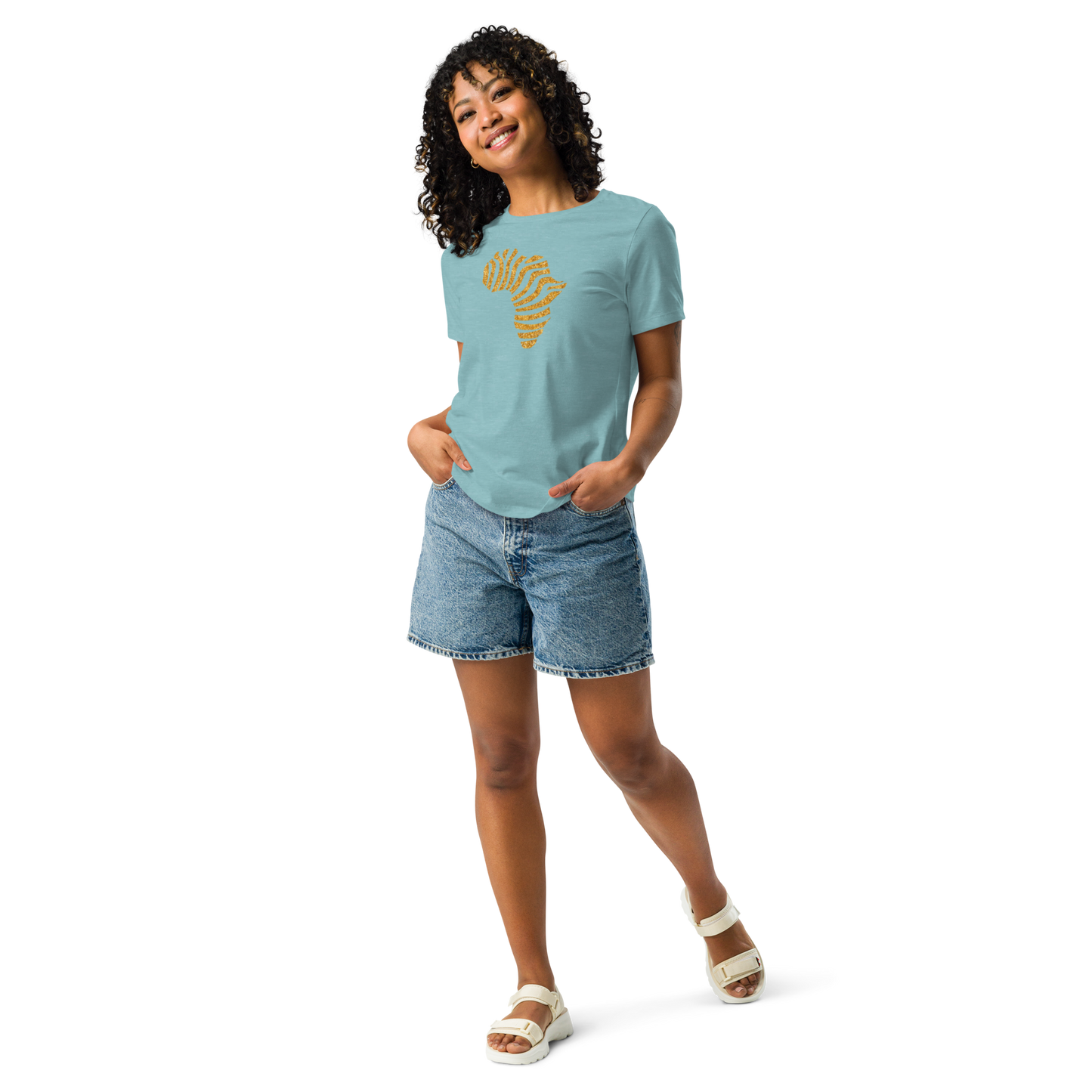Gold Stripe Africa Tee for Women