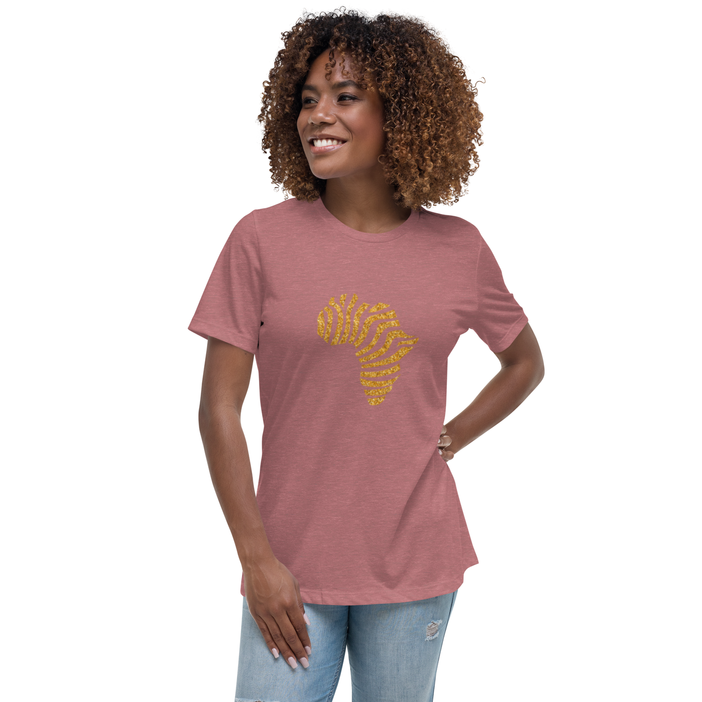 Gold Stripe Africa Tee for Women