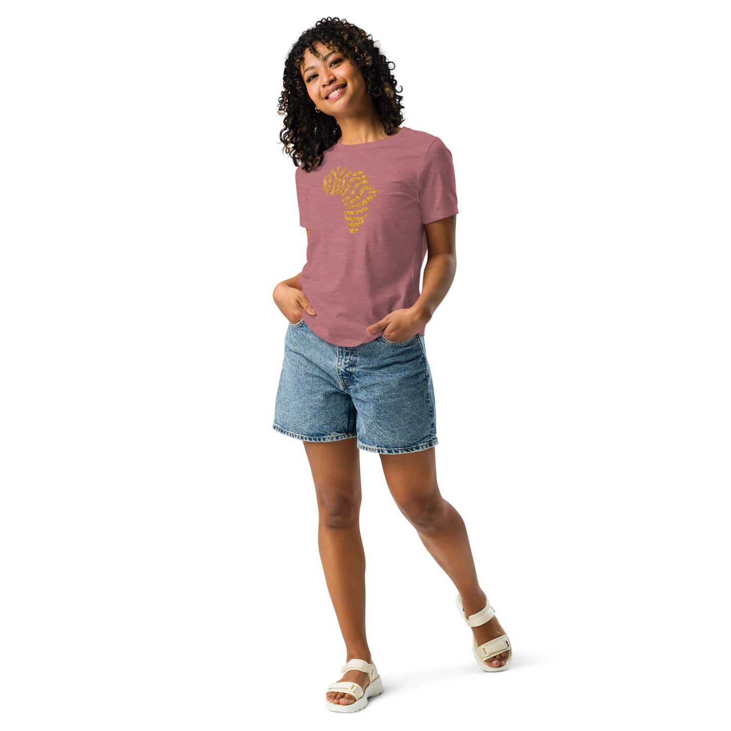 Gold Stripe Africa Tee for Women