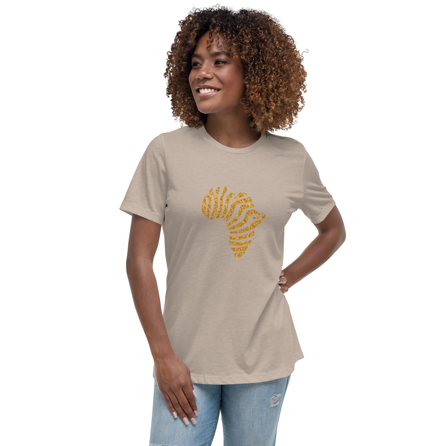 Gold Stripe Africa Tee for Women