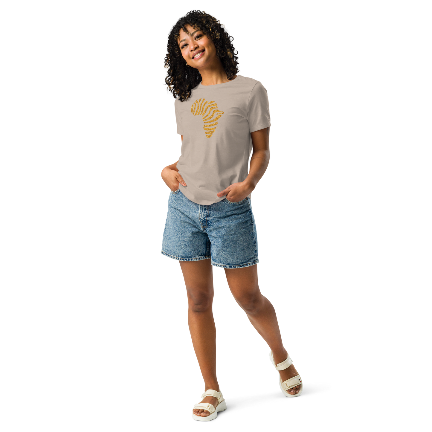Gold Stripe Africa Tee for Women