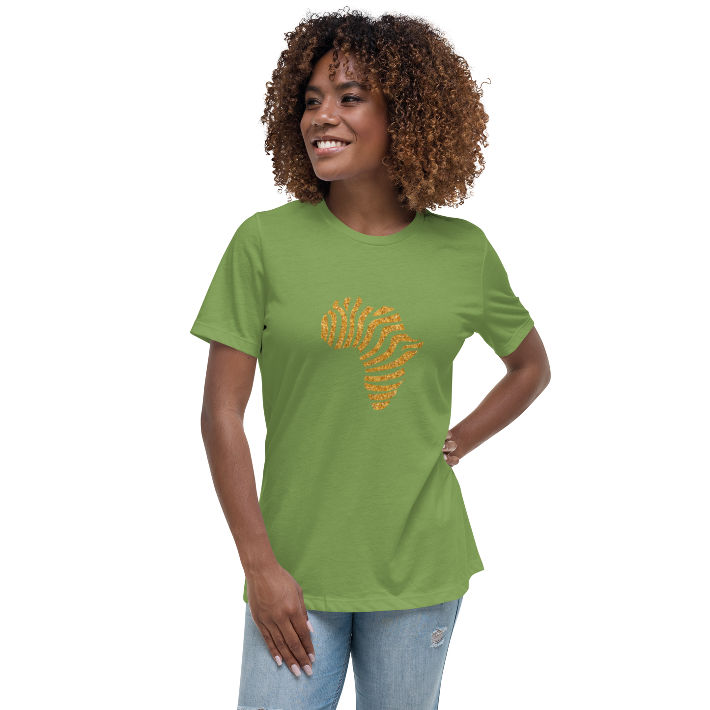 Gold Stripe Africa Tee for Women
