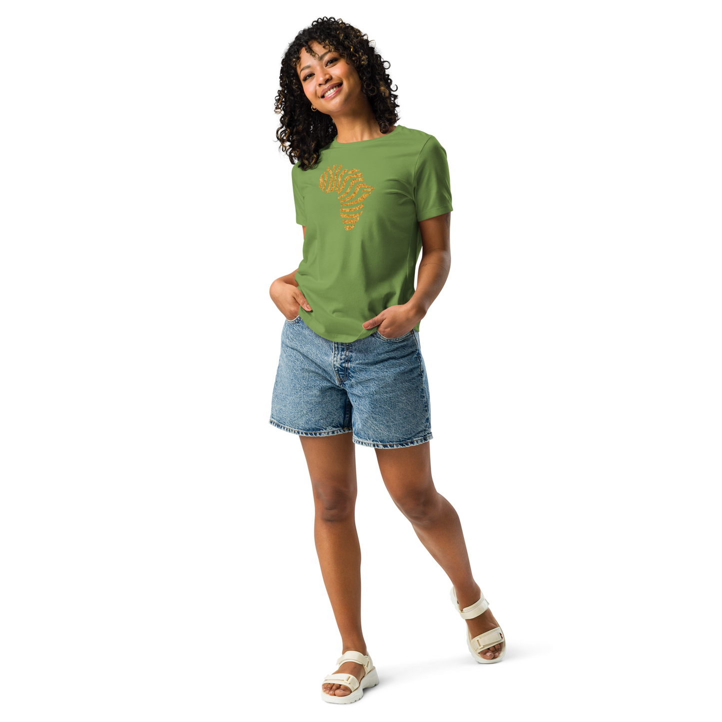 Gold Stripe Africa Tee for Women