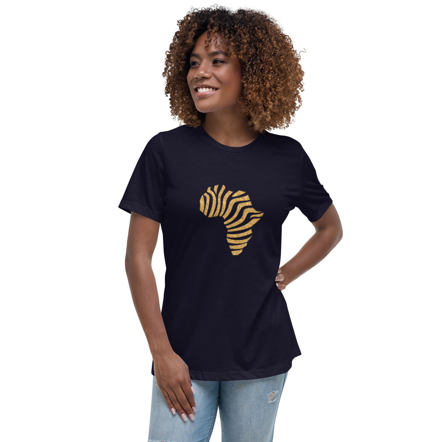 Gold Stripe Africa Tee for Women