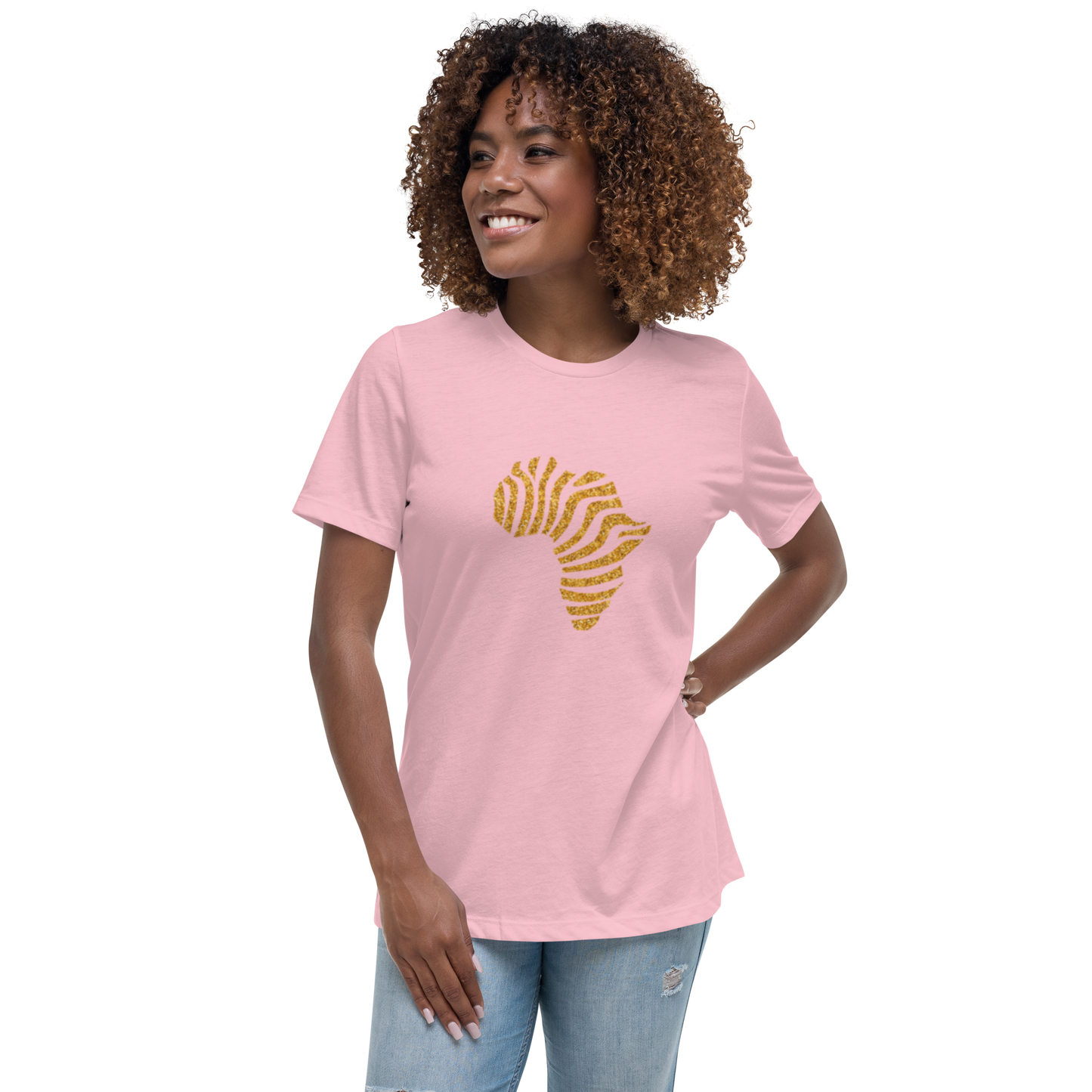 Gold Stripe Africa Tee for Women