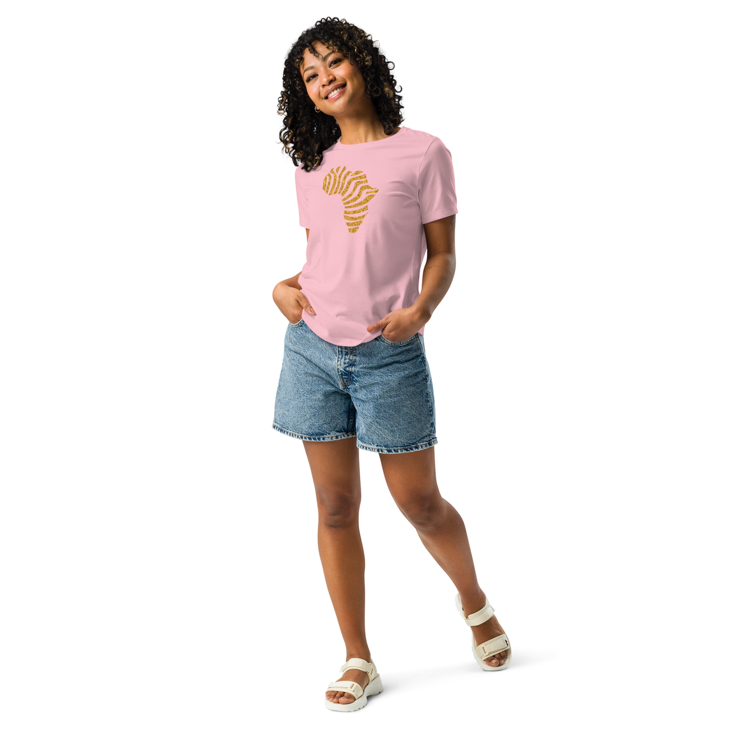 Gold Stripe Africa Tee for Women