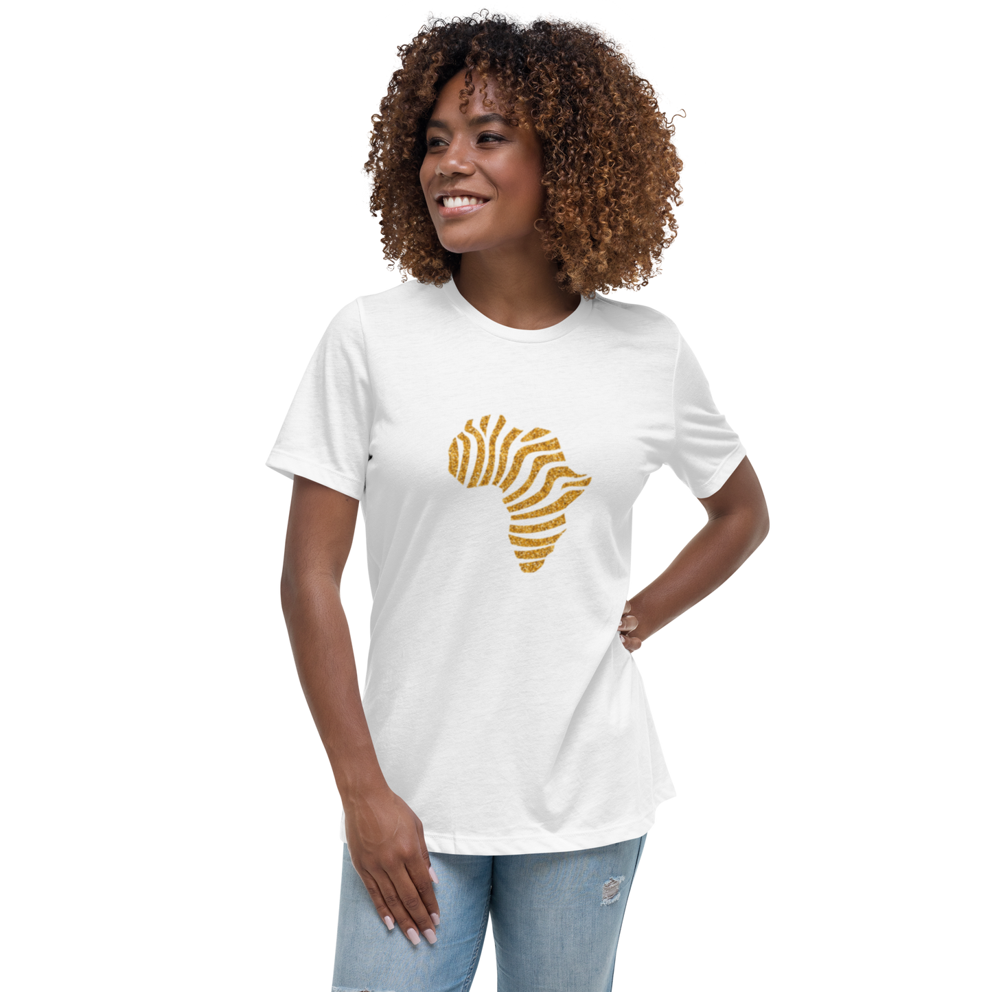 Gold Stripe Africa Tee for Women