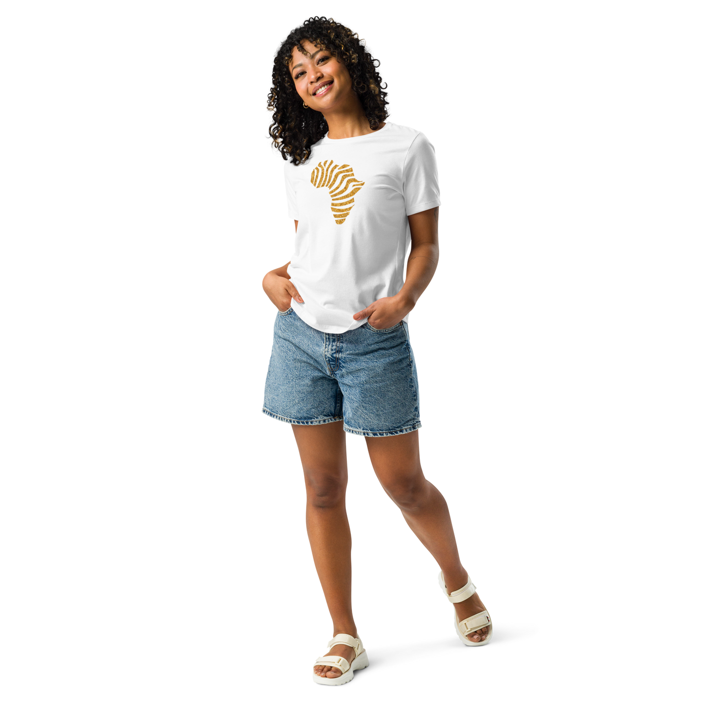 Gold Stripe Africa Tee for Women
