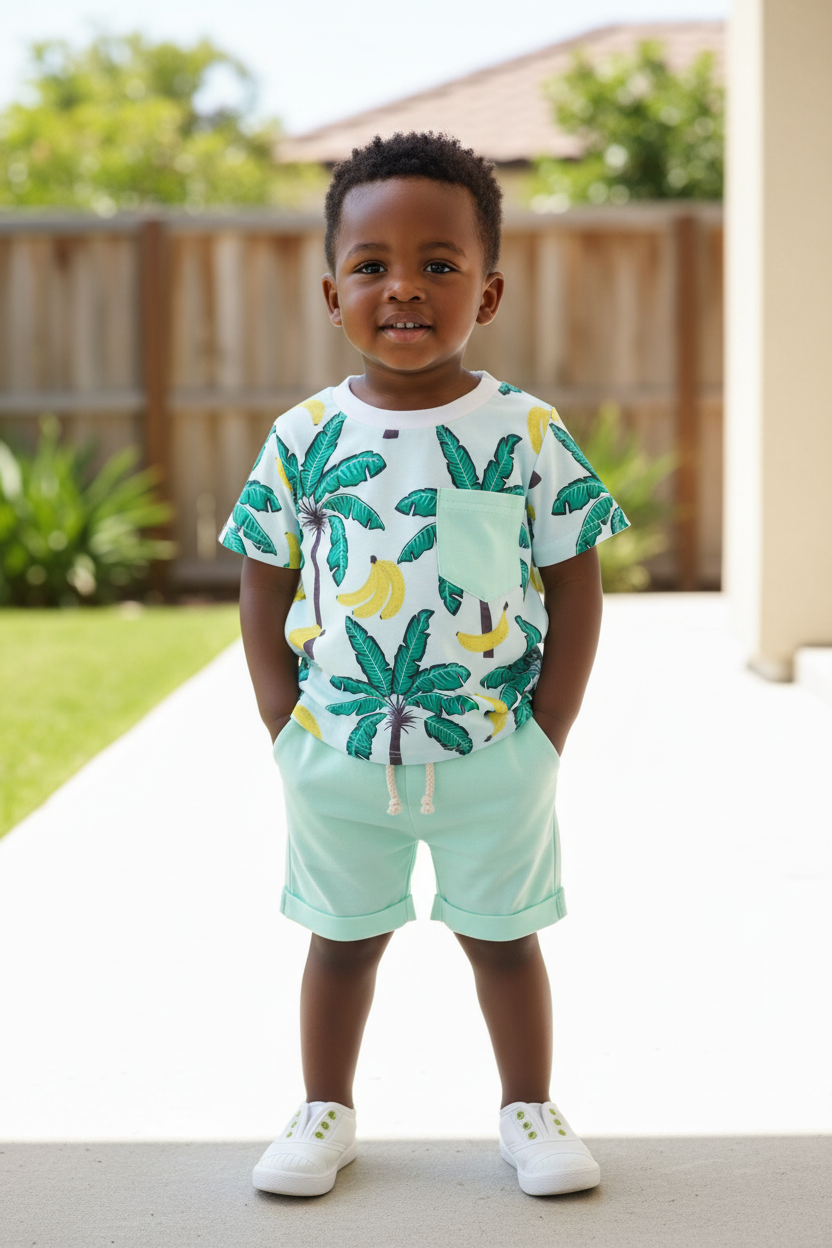 Boys Tropical Banana Print Tee & Shorts Set (Baby & Toddler)