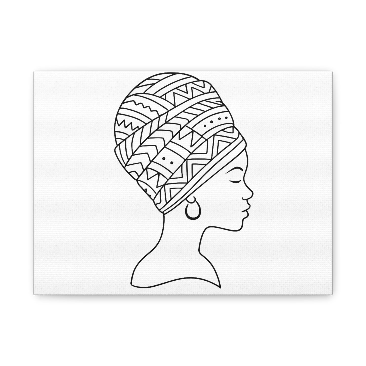 Afro Wrap Line Art Matte Canvas Print — Stretched 1.25"
