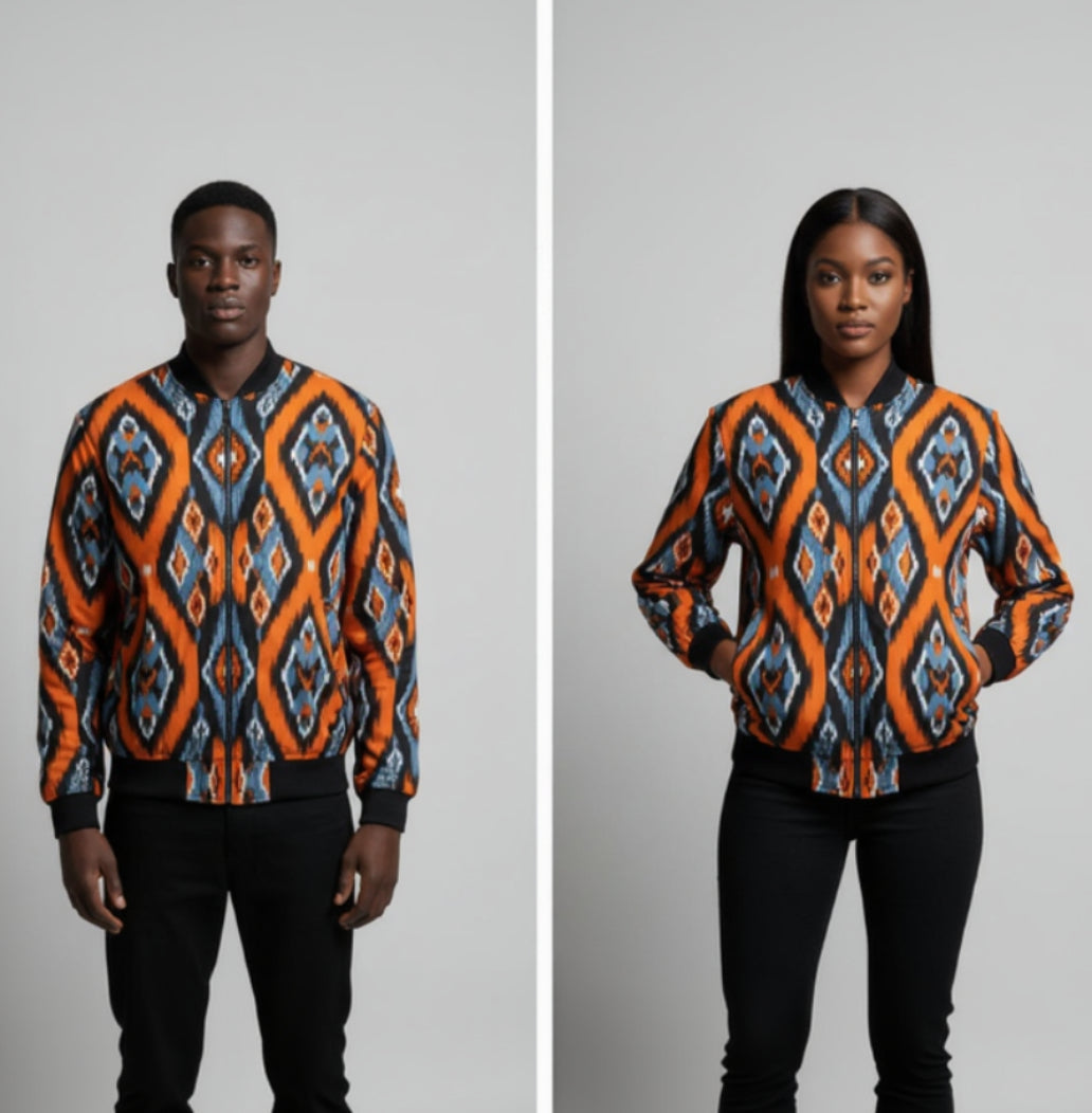 Boho Ikat Unisex Bomber Jacket