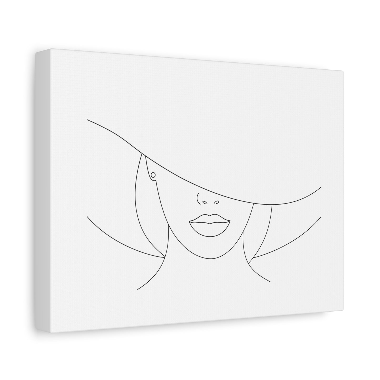 Chic Mystique – Wide-Brim Hat Line Art Line Art Matte Canvas Print — Stretched 1.25"