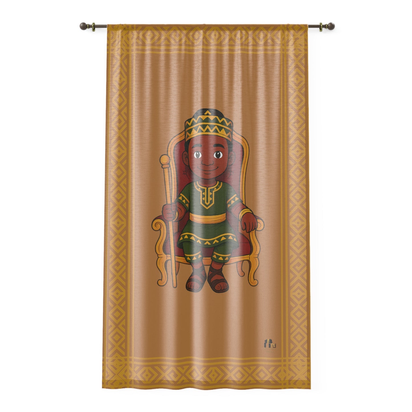 Prince Royalty Sheer Curtain – Bold Earth-Tone & Gold Window Panel