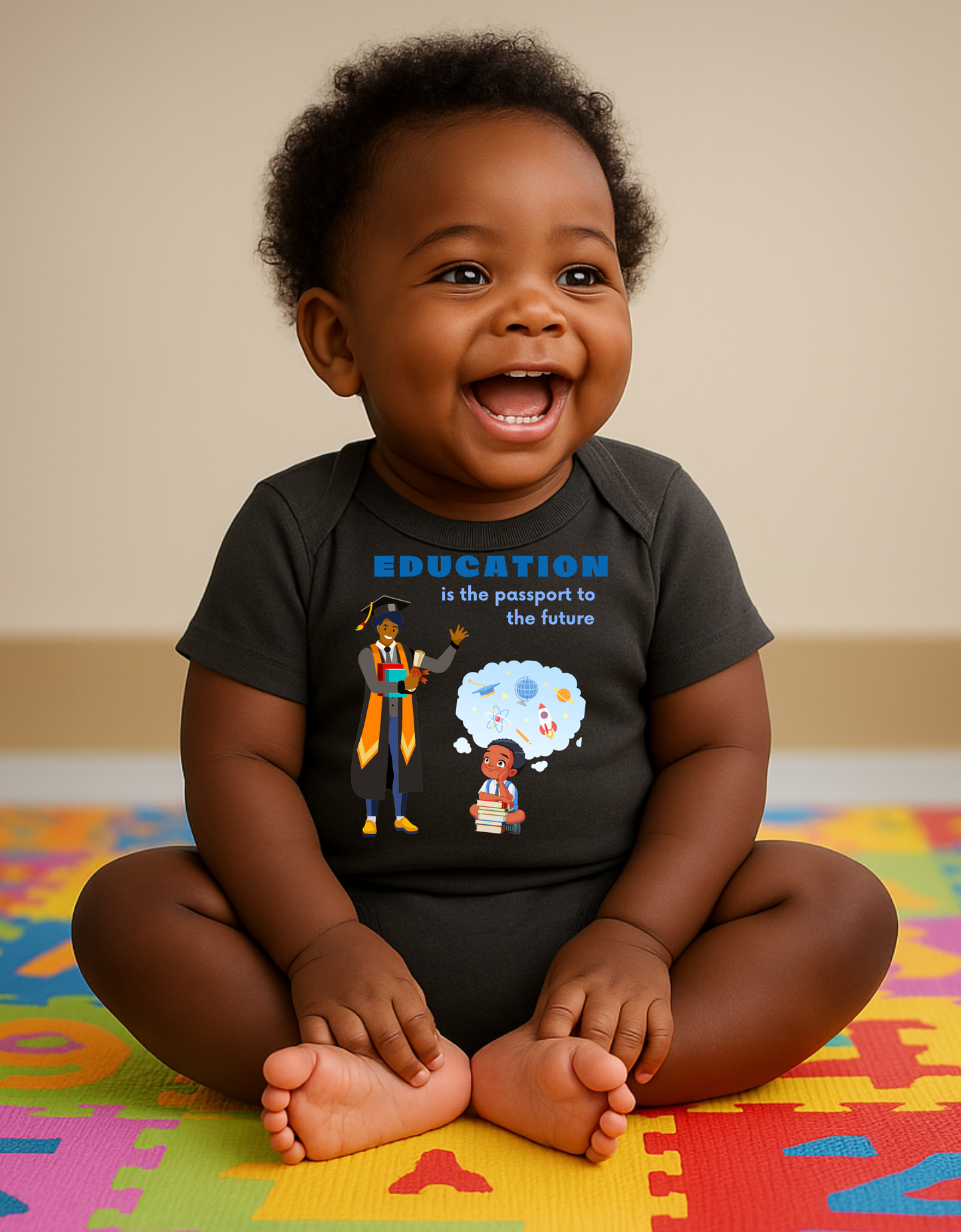 Education Is Key Short Sleeve Onesie Tee for Boys
