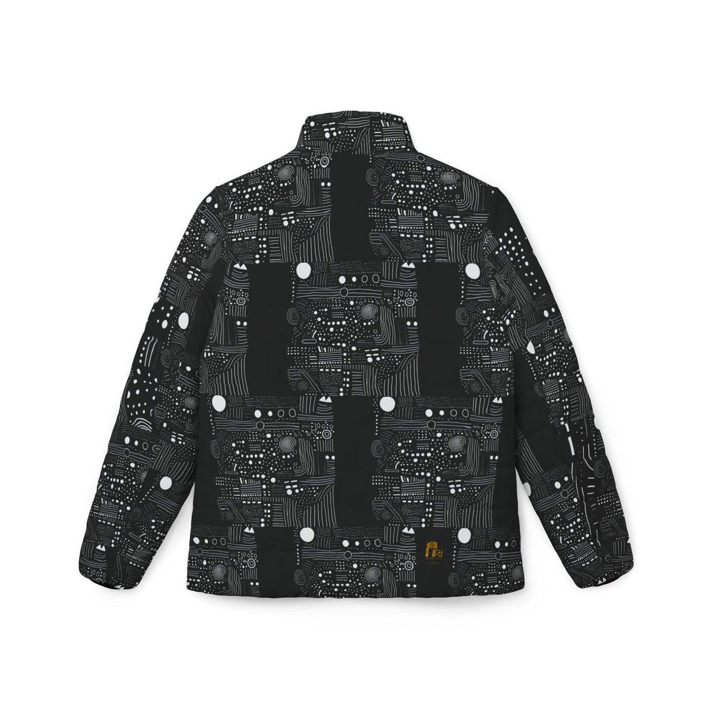 Tribal Artisan Loop Geometric Puffer Jacket for Women
