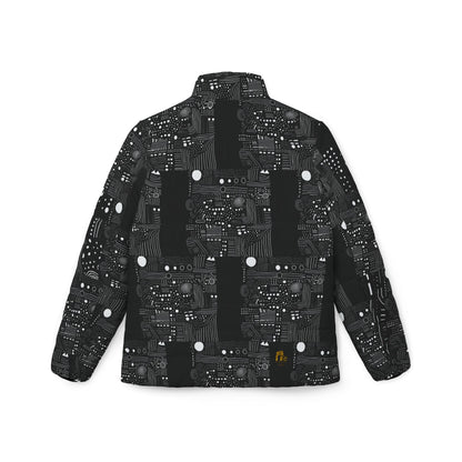 Tribal Artisan Loop Geometric Puffer Jacket for Women