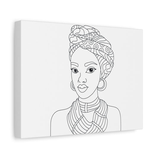 Wrapped In Beauty Line Art Matte Canvas Print — Stretched 1.25"