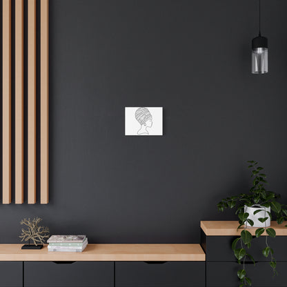 Afro Wrap Line Art Matte Canvas Print — Stretched 1.25"