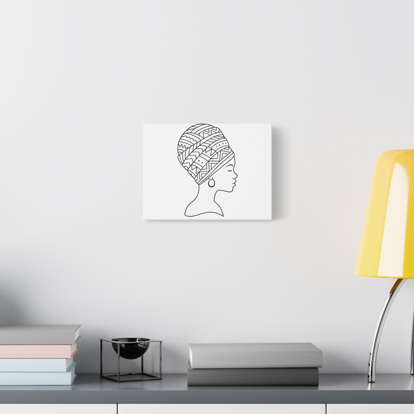 Afro Wrap Line Art Matte Canvas Print — Stretched 1.25"