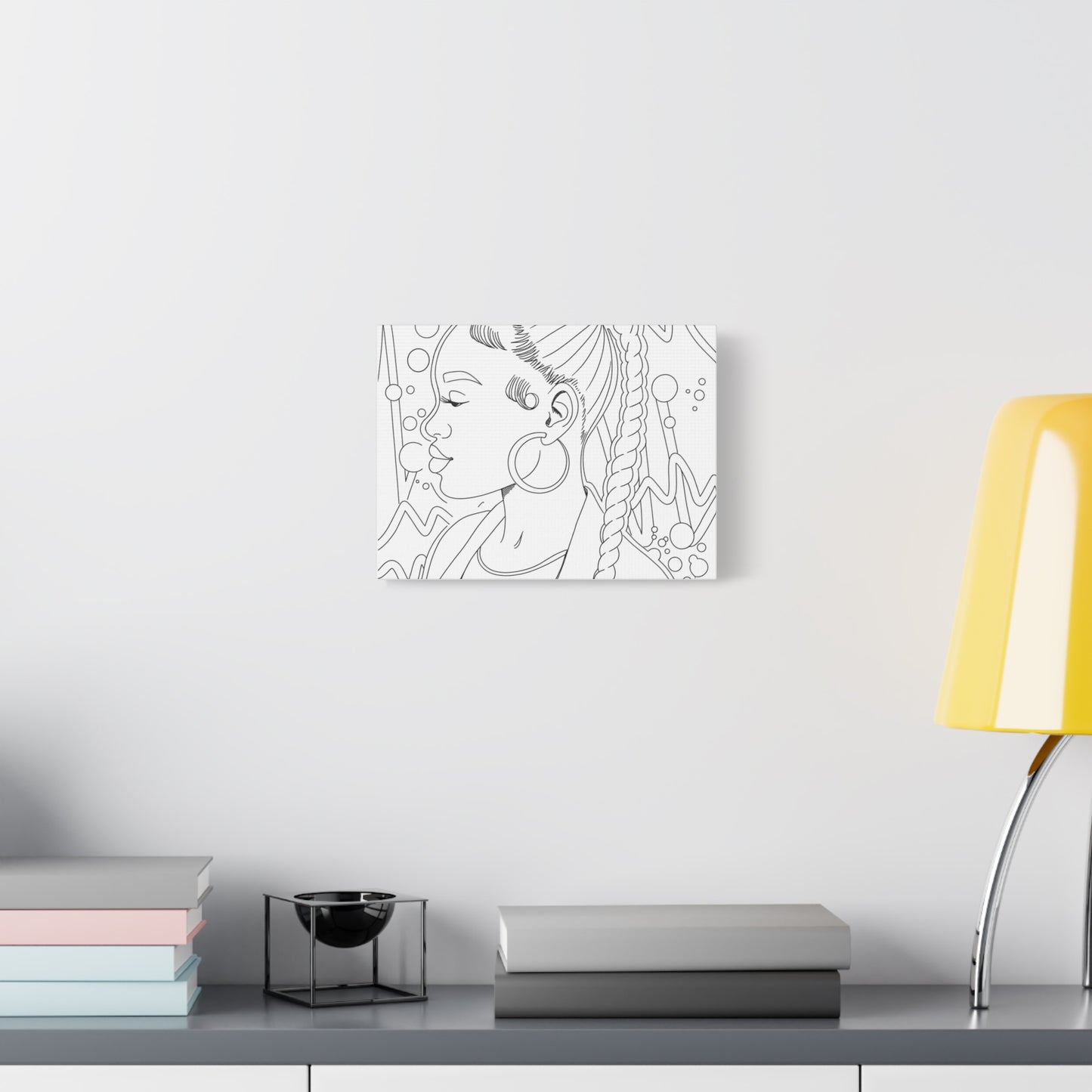 Afro Braid Line Art Matte Canvas Print — Stretched 1.25"