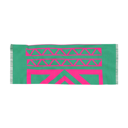 Tribal pink and green print scarf