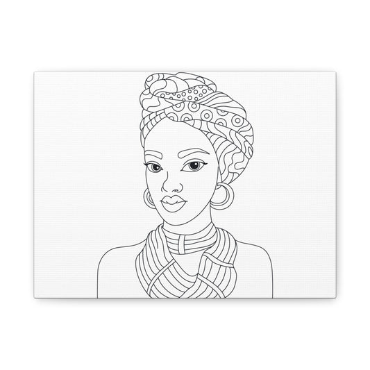Wrapped In Beauty Line Art Matte Canvas Print — Stretched 1.25"