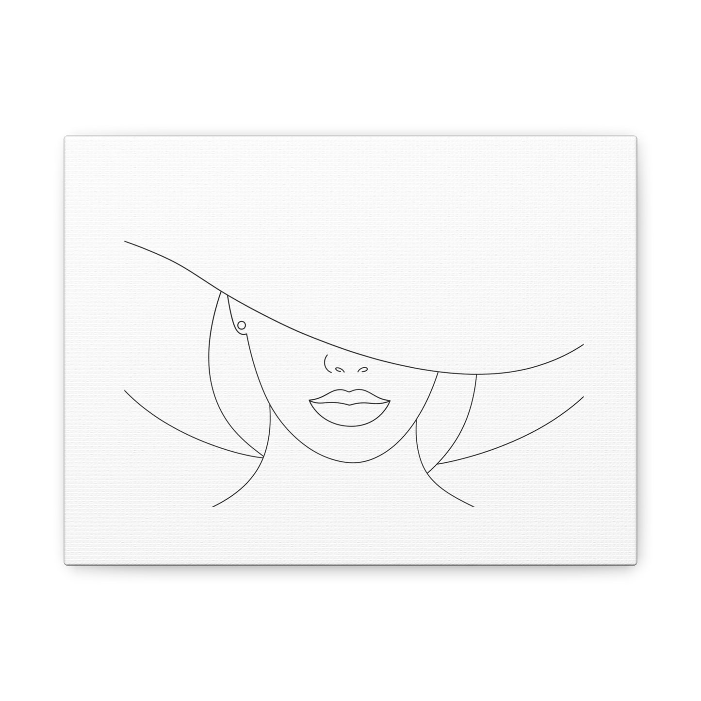 Chic Mystique – Wide-Brim Hat Line Art Line Art Matte Canvas Print — Stretched 1.25"