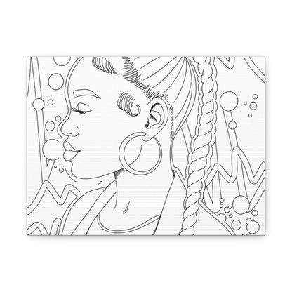Afro Braid Line Art Matte Canvas Print — Stretched 1.25"