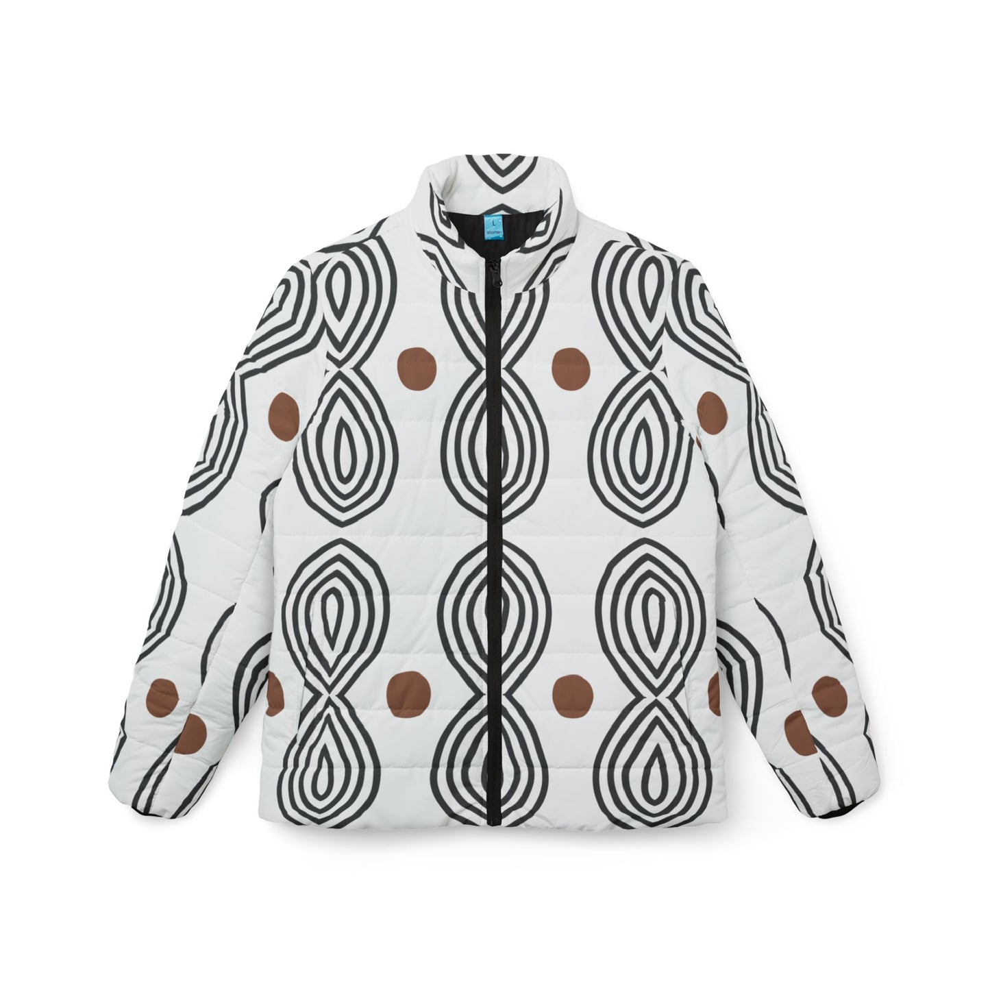 Abstract Loop Pattern  Puffer Jacket for Women