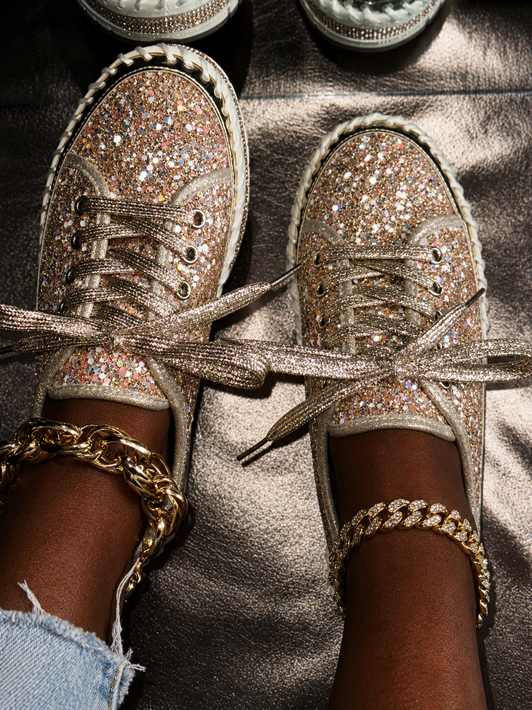 Metallic Platform Sneakers