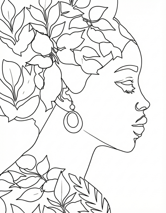 Nature's Crown Line Art Matte Canvas Print — Stretched 1.25"