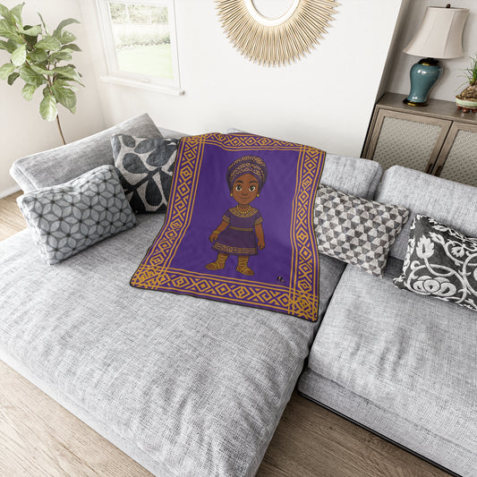iBlack Queen Plush Polyester Blanket — Purple & Gold