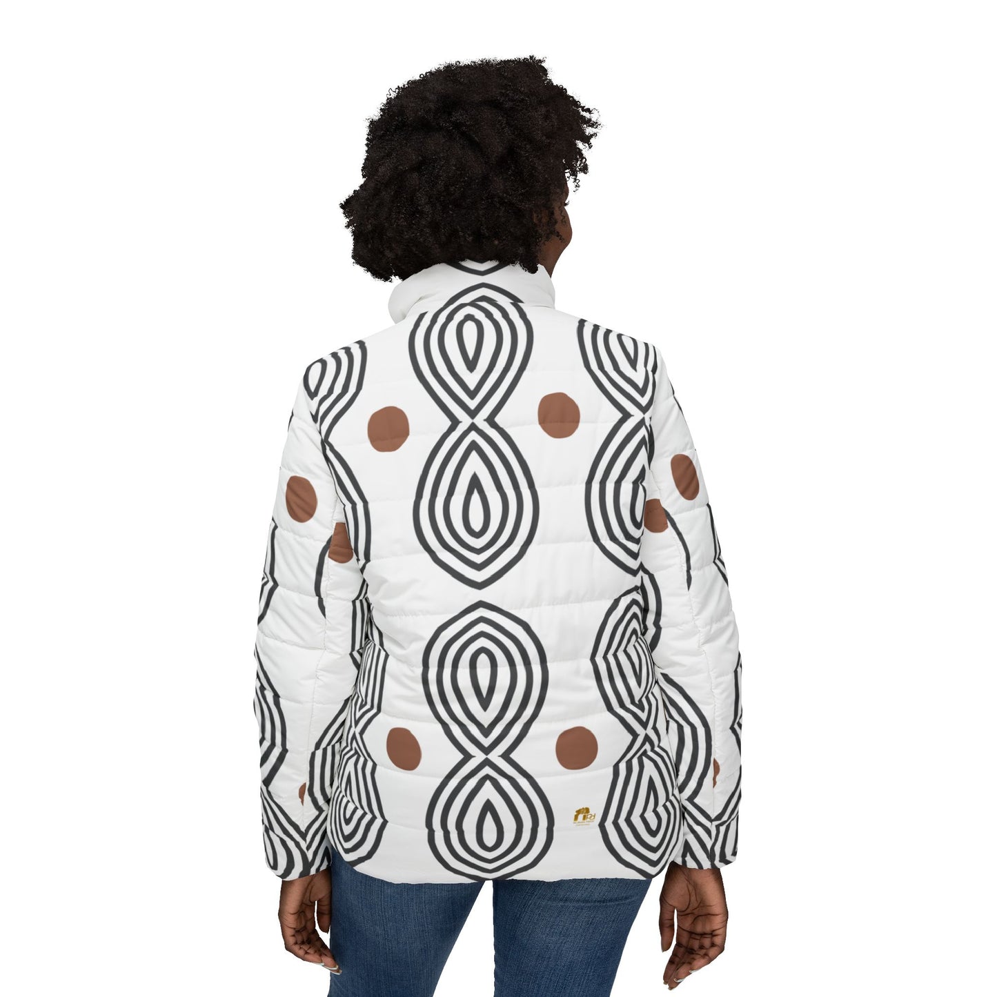 Abstract Loop Pattern  Puffer Jacket for Women